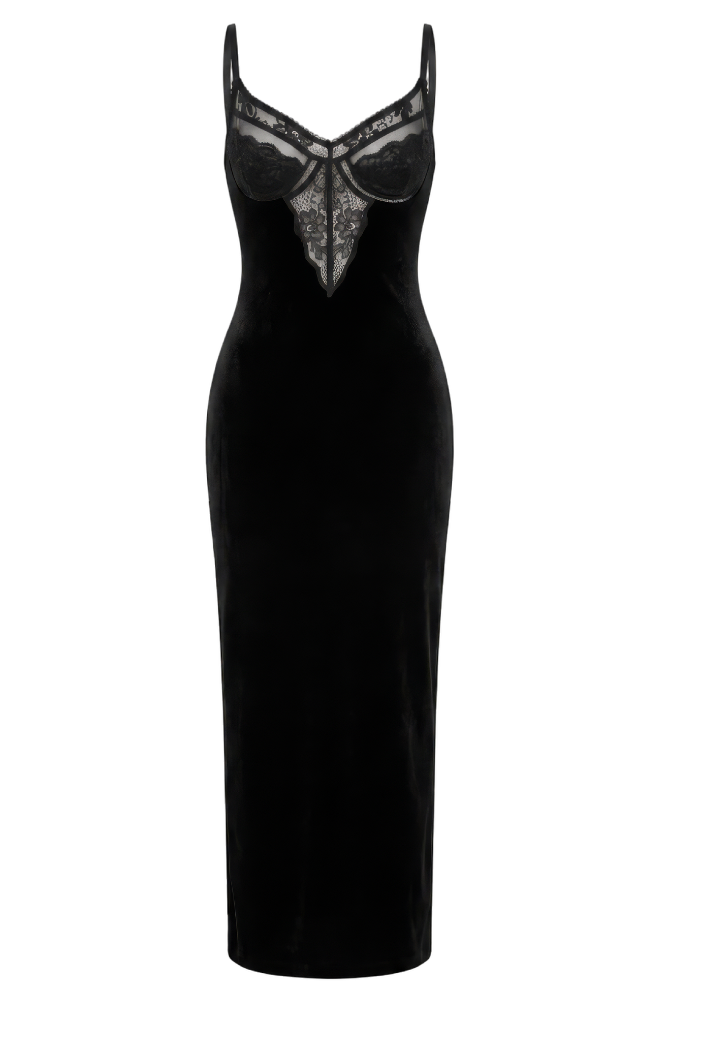Black Velvet Strappy Midi Dress