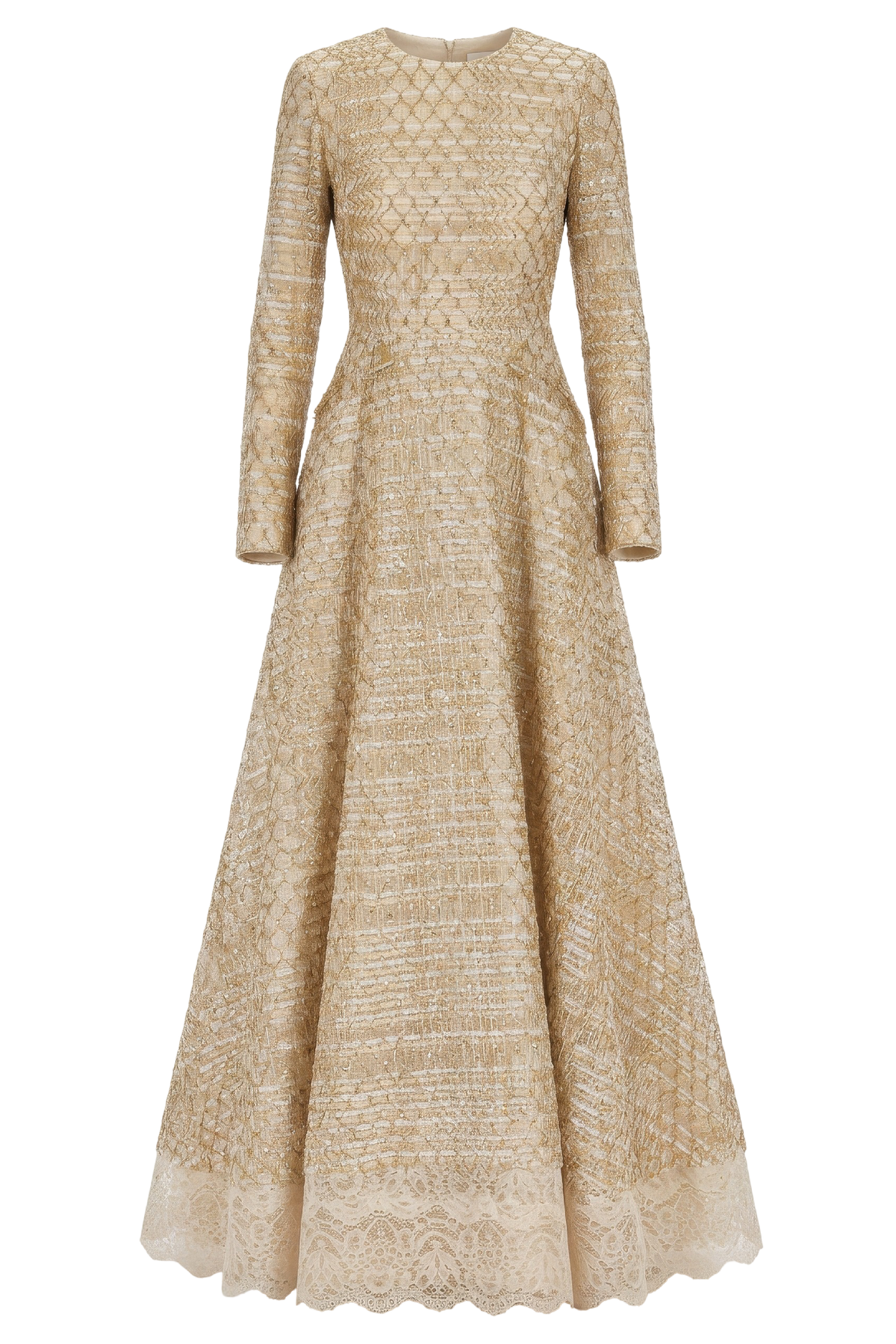Champagne Gold Lattice & Lace Gown