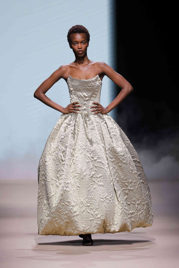 Jacquard Strapless Ball Gown
