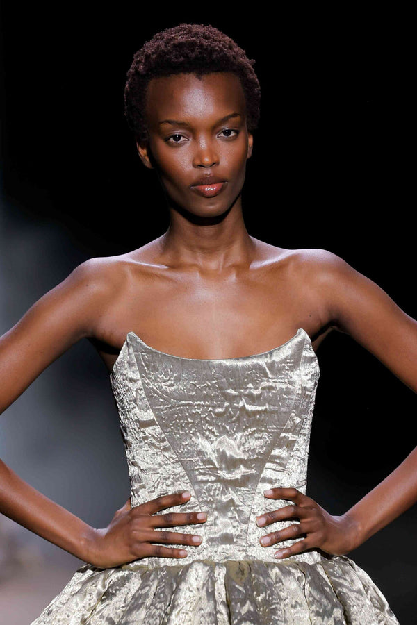 Jacquard Strapless Ball Gown