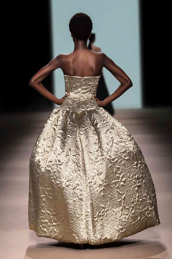 Jacquard Strapless Ball Gown