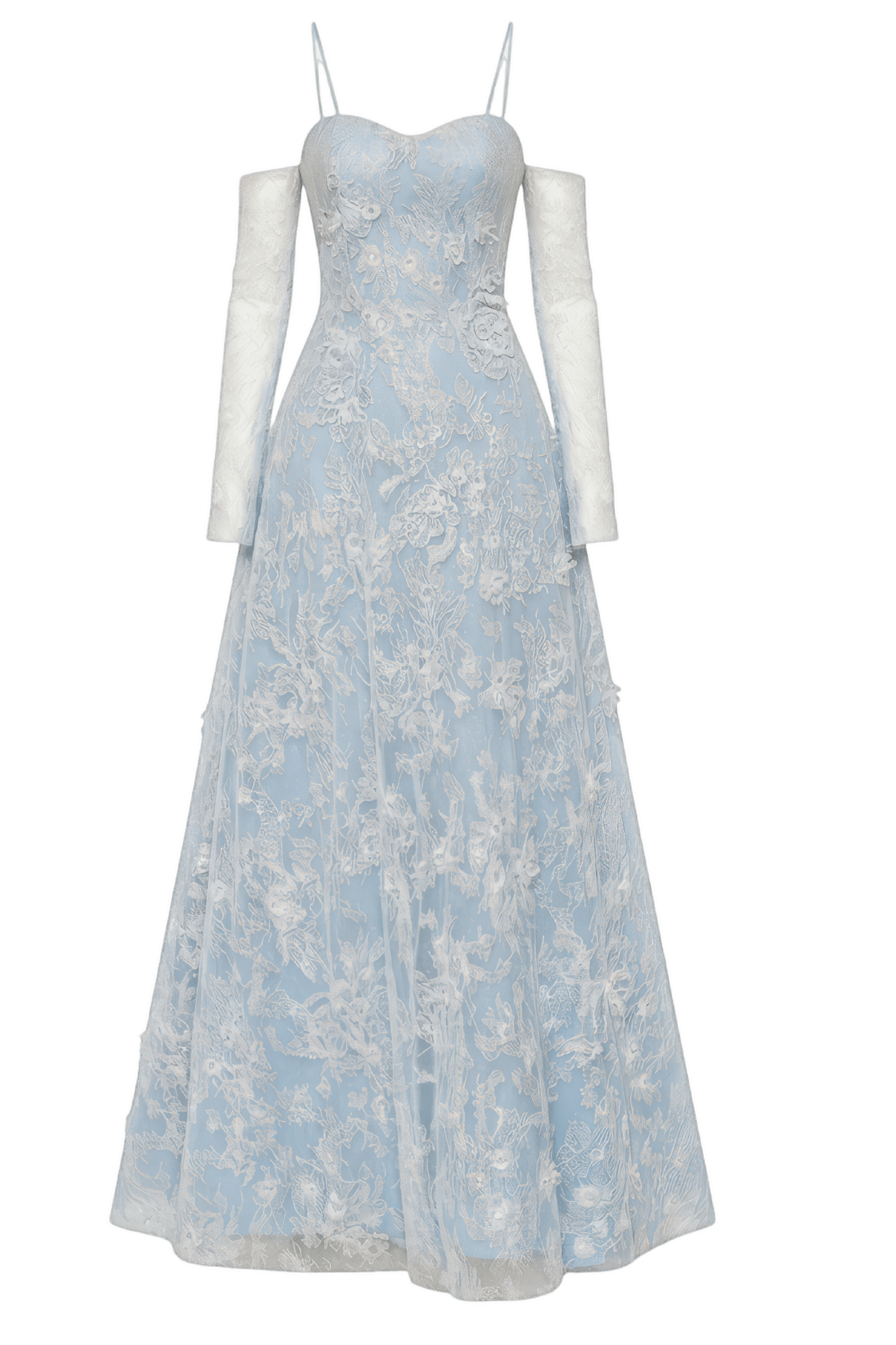 A-line Off-shoulder Long-sleeves 3D Crystal Floral Maxi - ALBOUSHIYA - district 5 - dubai - riyadh - abaya - dresses - designers - evening wear - luxury - elegance - craftsmanship - gowns - cocktail dresses - collections - georges