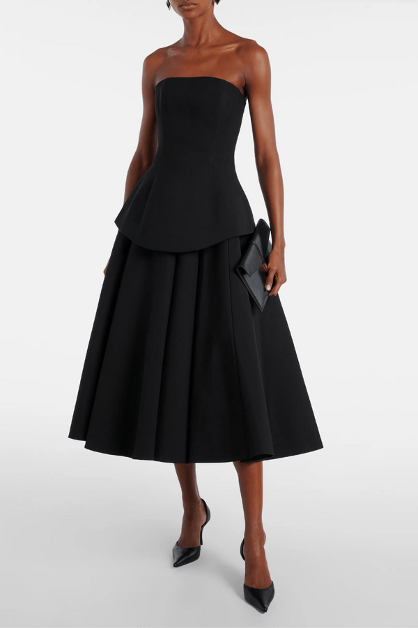 Ada Strapless Midi Dress - ALBOUSHIYA - district 5 - dubai - riyadh - abaya - dresses - designers - evening wear - luxury - elegance - craftsmanship - gowns - cocktail dresses - collections - georges