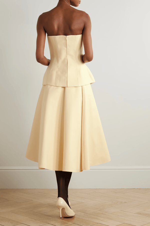 Ada Strapless Midi Dress - ALBOUSHIYA - district 5 - dubai - riyadh - abaya - dresses - designers - evening wear - luxury - elegance - craftsmanship - gowns - cocktail dresses - collections - georges