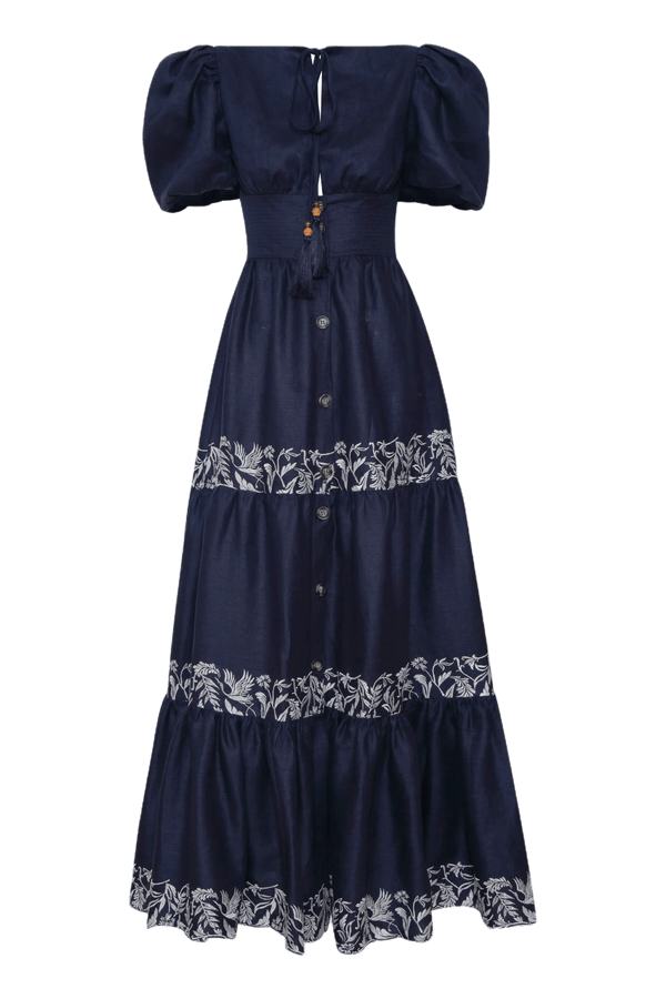 Agadir Embroidered Maxi Dress - ALBOUSHIYA - district 5 - dubai - riyadh - abaya - dresses - designers - evening wear - luxury - elegance - craftsmanship - gowns - cocktail dresses - collections - georges