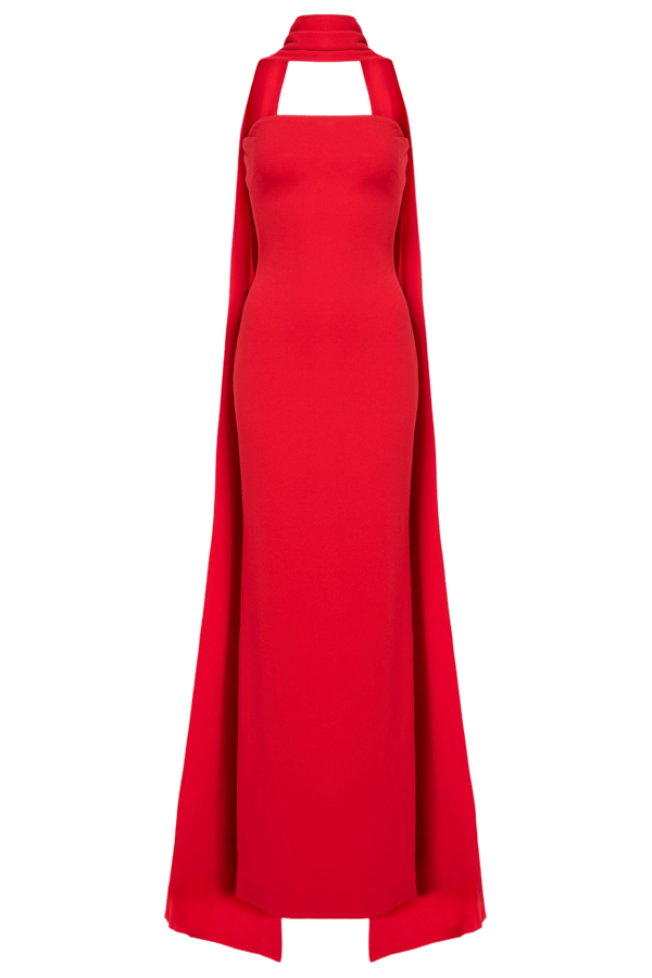 Ainhoa Scarf Maxi Dress - ALBOUSHIYA - district 5 - dubai - riyadh - abaya - dresses - designers - evening wear - luxury - elegance - craftsmanship - gowns - cocktail dresses - collections - georges