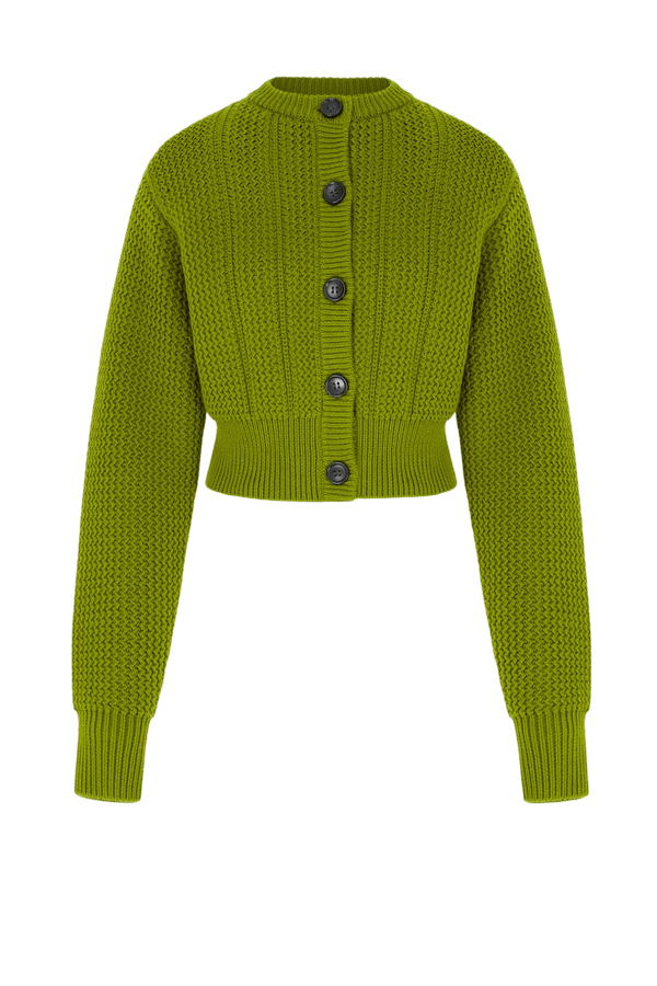 Albert Knit In Green Cashfeel - ALBOUSHIYA - district 5 - dubai - riyadh - abaya - dresses - designers - evening wear - luxury - elegance - craftsmanship - gowns - cocktail dresses - collections - georges