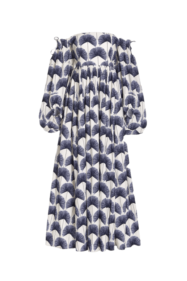 Alheli Printed Cotton Off - The - Shoulder Maxi Dress - ALBOUSHIYA - district 5 - dubai - riyadh - abaya - dresses - designers - evening wear - luxury - elegance - craftsmanship - gowns - cocktail dresses - collections - georges