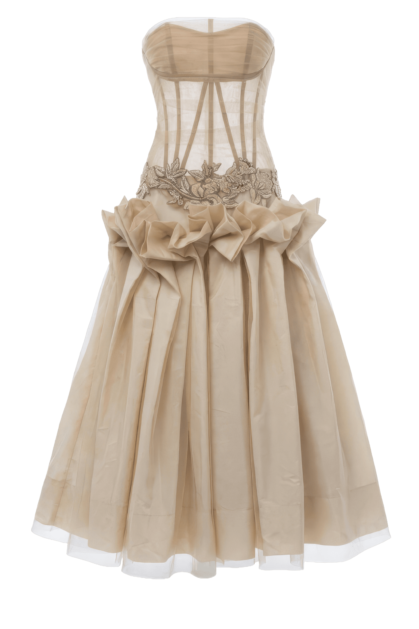 Ama Strapless Embellished Tulle Midi Dress - ALBOUSHIYA - district 5 - dubai - riyadh - abaya - dresses - designers - evening wear - luxury - elegance - craftsmanship - gowns - cocktail dresses - collections - georges