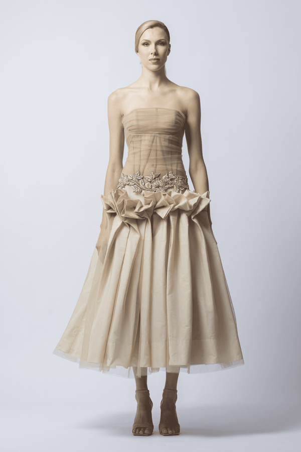 Ama Strapless Embellished Tulle Midi Dress - ALBOUSHIYA - district 5 - dubai - riyadh - abaya - dresses - designers - evening wear - luxury - elegance - craftsmanship - gowns - cocktail dresses - collections - georges