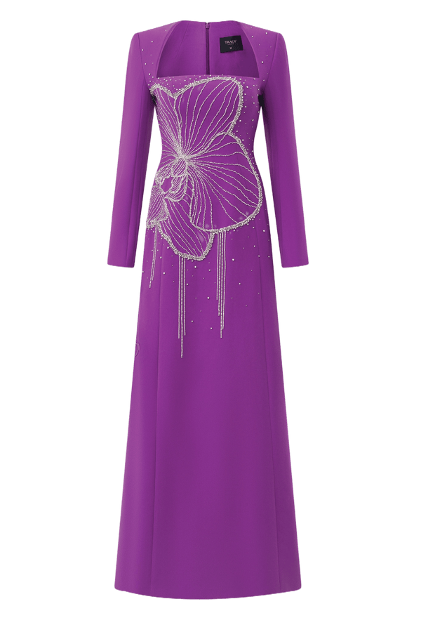 Amethyst Orchid Gown - ALBOUSHIYA - district 5 - dubai - riyadh - abaya - dresses - designers - evening wear - luxury - elegance - craftsmanship - gowns - cocktail dresses - collections - georges