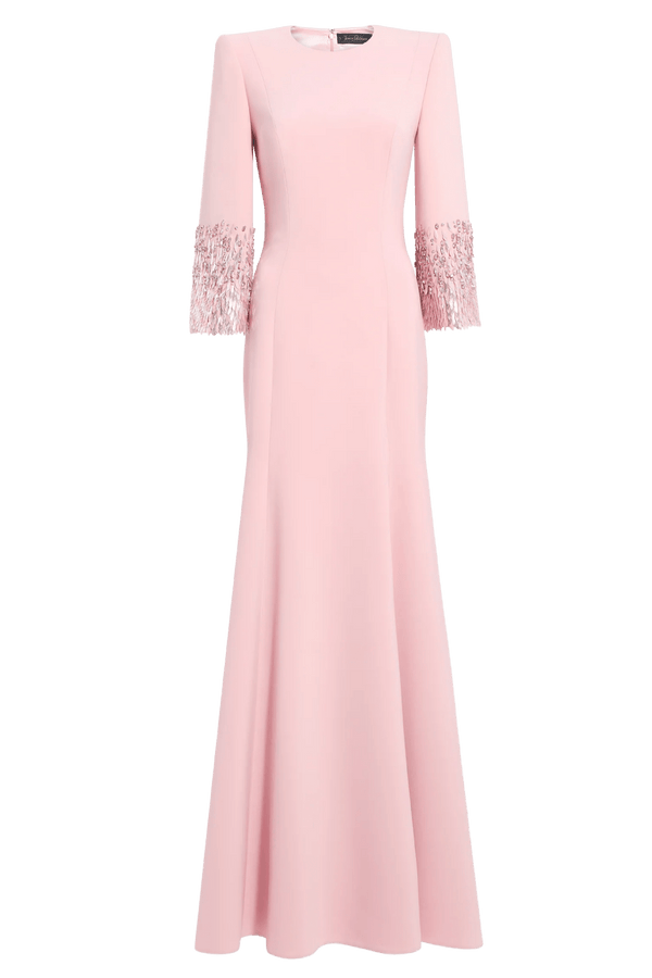 Anita Crepe Gown - ALBOUSHIYA - district 5 - dubai - riyadh - abaya - dresses - designers - evening wear - luxury - elegance - craftsmanship - gowns - cocktail dresses - collections - georges