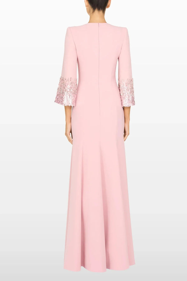 Anita Crepe Gown - ALBOUSHIYA - district 5 - dubai - riyadh - abaya - dresses - designers - evening wear - luxury - elegance - craftsmanship - gowns - cocktail dresses - collections - georges