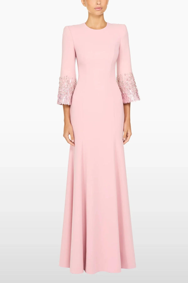Anita Crepe Gown - ALBOUSHIYA - district 5 - dubai - riyadh - abaya - dresses - designers - evening wear - luxury - elegance - craftsmanship - gowns - cocktail dresses - collections - georges