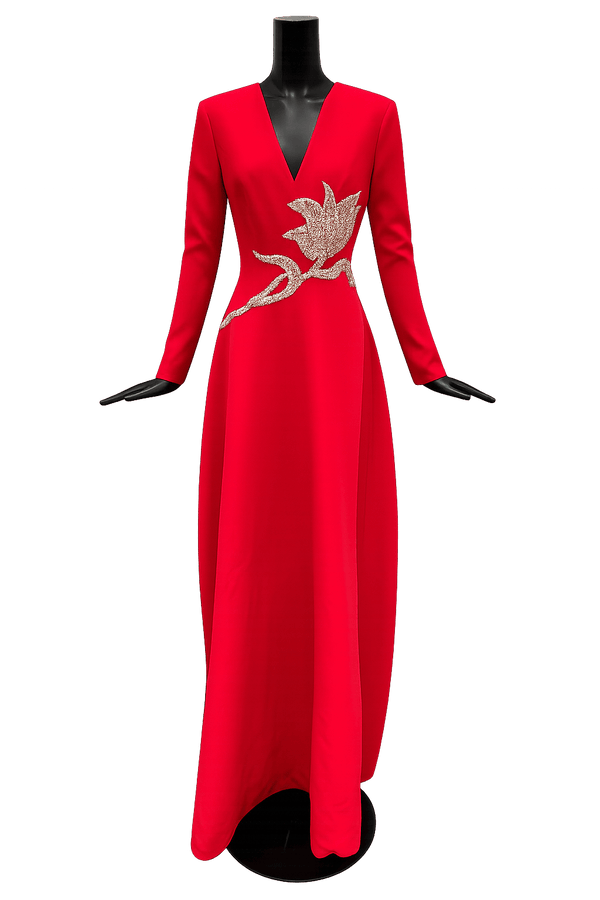 Aurelie Crepe Dress - ALBOUSHIYA - district 5 - dubai - riyadh - abaya - dresses - designers - evening wear - luxury - elegance - craftsmanship - gowns - cocktail dresses - collections - georges