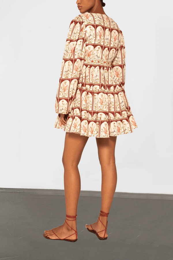 Avena Printed Cotton Mini Dress - ALBOUSHIYA - district 5 - dubai - riyadh - abaya - dresses - designers - evening wear - luxury - elegance - craftsmanship - gowns - cocktail dresses - collections - georges