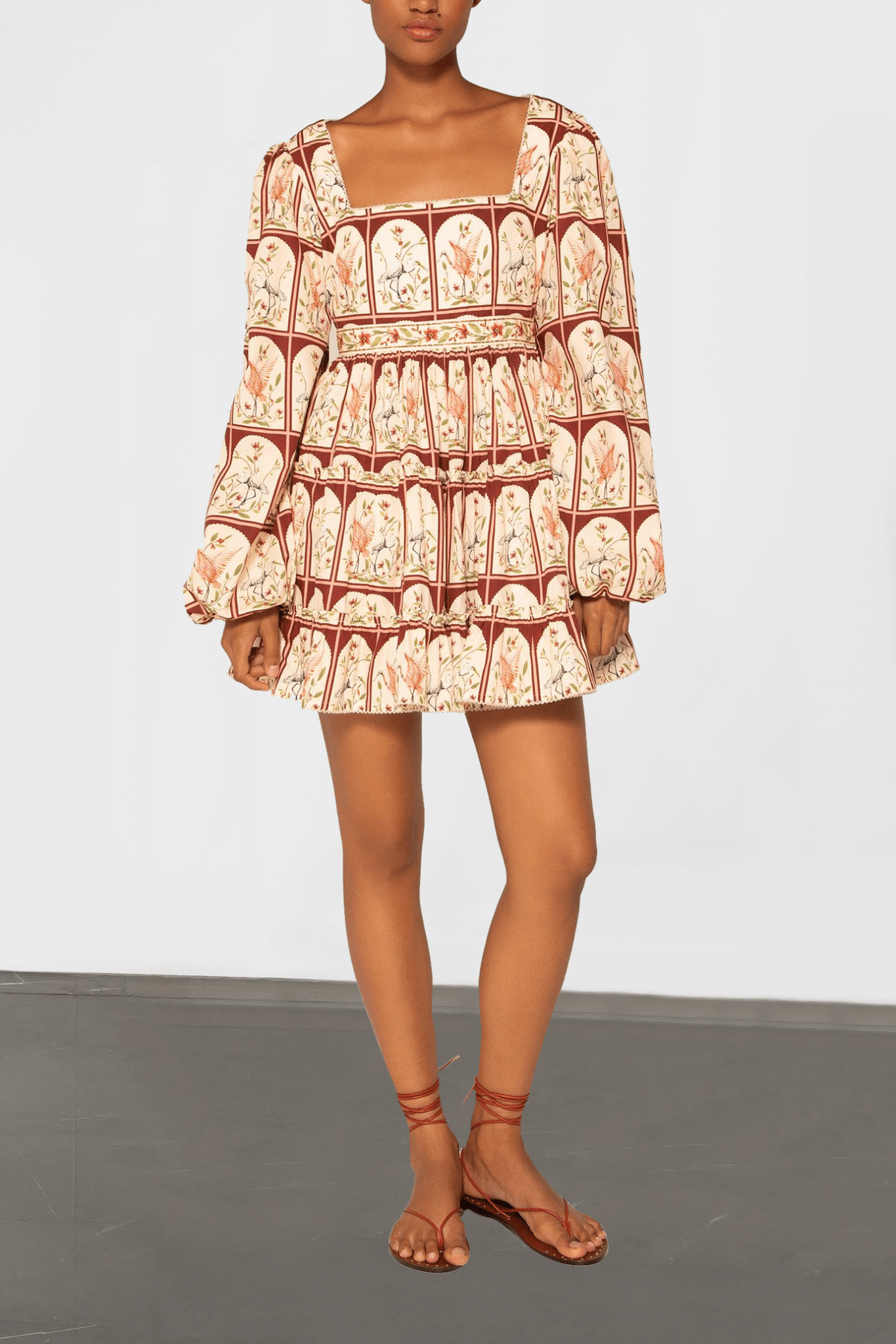Avena Printed Cotton Mini Dress - ALBOUSHIYA - district 5 - dubai - riyadh - abaya - dresses - designers - evening wear - luxury - elegance - craftsmanship - gowns - cocktail dresses - collections - georges