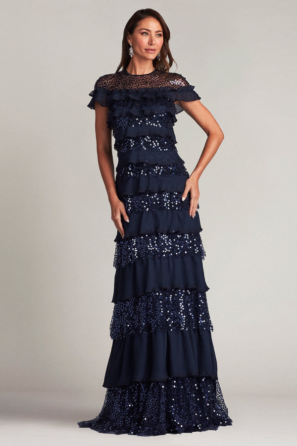 Ayers Sequin Tiered Gown - ALBOUSHIYA - district 5 - dubai - riyadh - abaya - dresses - designers - evening wear - luxury - elegance - craftsmanship - gowns - cocktail dresses - collections - georges