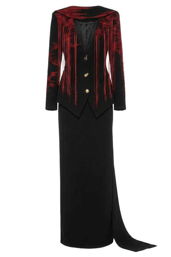 Ballart Jacket & Skirt - ALBOUSHIYA - district 5 - dubai - riyadh - abaya - dresses - designers - evening wear - luxury - elegance - craftsmanship - gowns - cocktail dresses - collections - georges