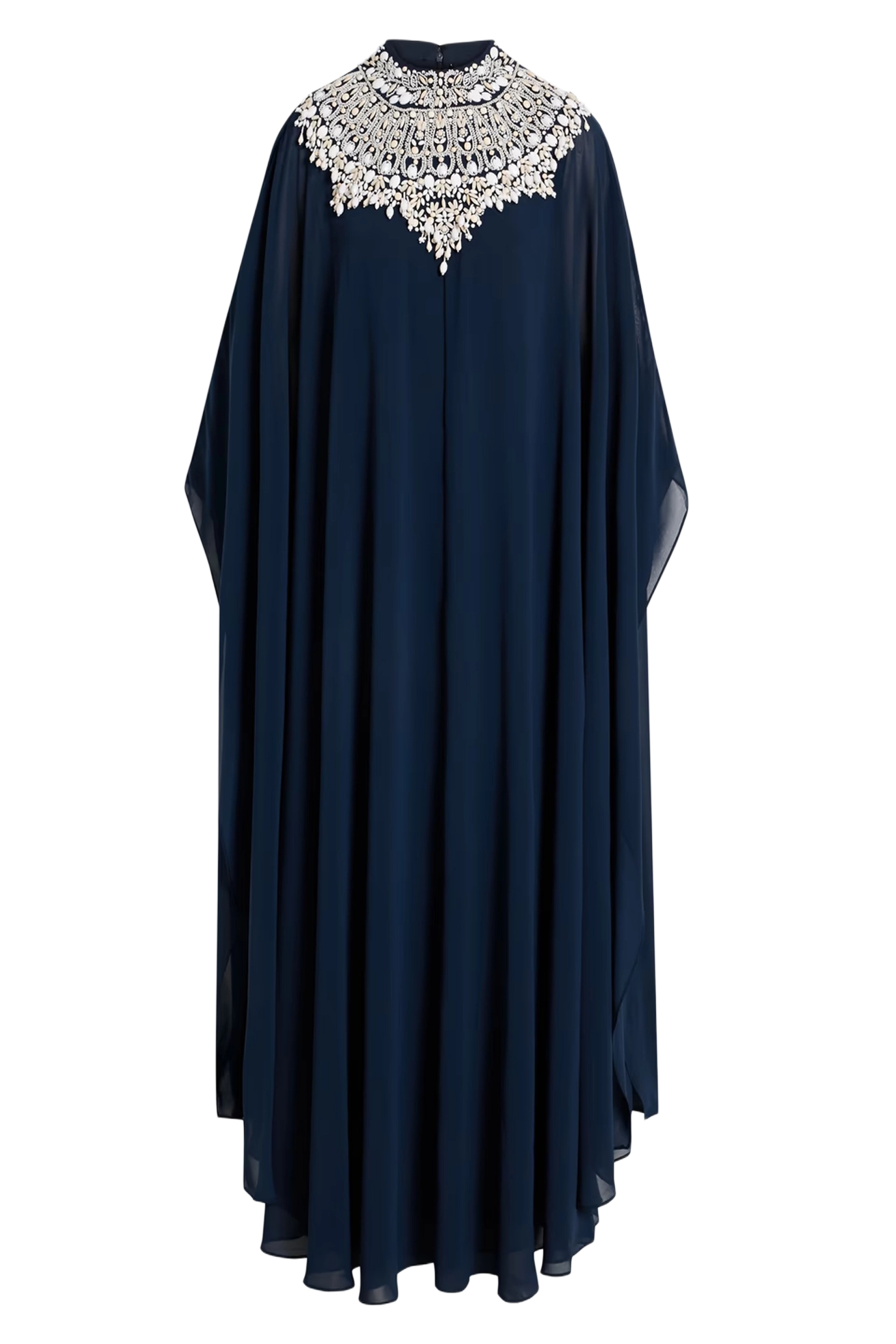 Beaded Yoke Georgette Caftan Gown