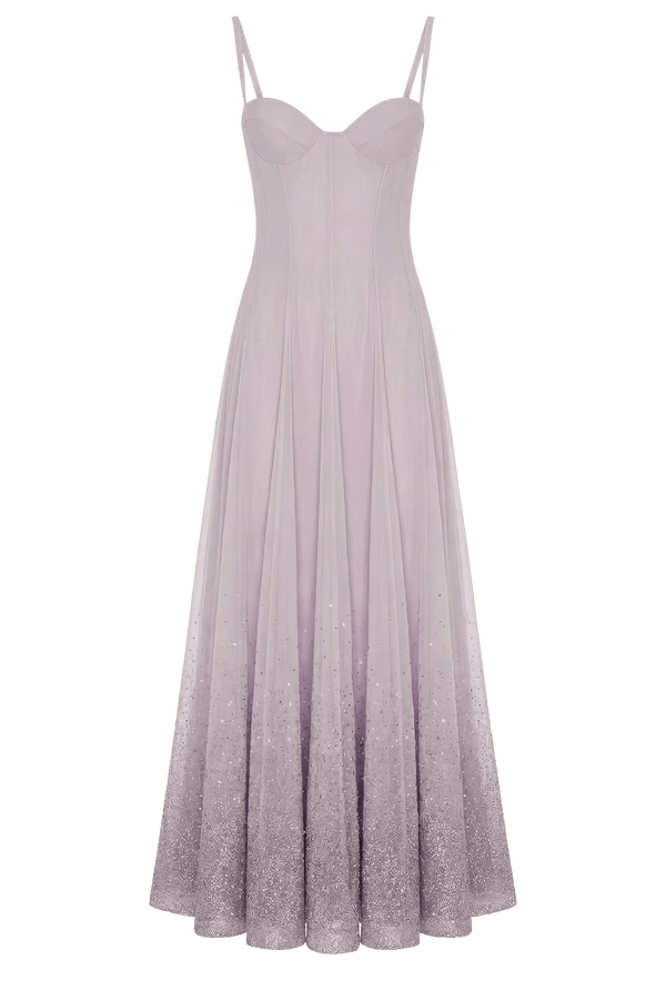 Beaded Crystallized Georgette Dress - ALBOUSHIYA - district 5 - dubai - riyadh - abaya - dresses - designers - evening wear - luxury - elegance - craftsmanship - gowns - cocktail dresses - collections - georges