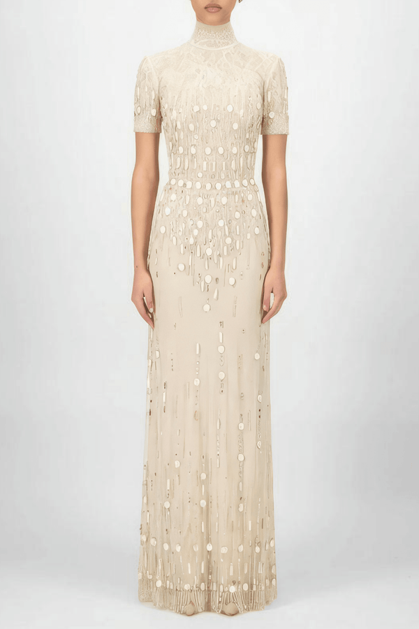 Beaded Long Dress - ALBOUSHIYA - district 5 - dubai - riyadh - abaya - dresses - designers - evening wear - luxury - elegance - craftsmanship - gowns - cocktail dresses - collections - georges
