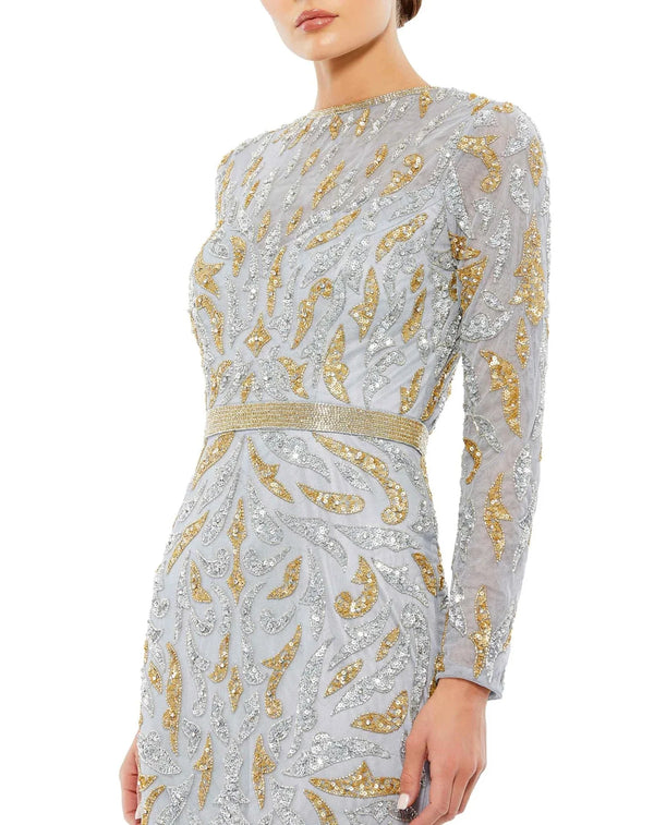 Beaded Long Sleeve Evening Gown - ALBOUSHIYA - district 5 - dubai - riyadh - abaya - dresses - designers - evening wear - luxury - elegance - craftsmanship - gowns - cocktail dresses - collections - georges