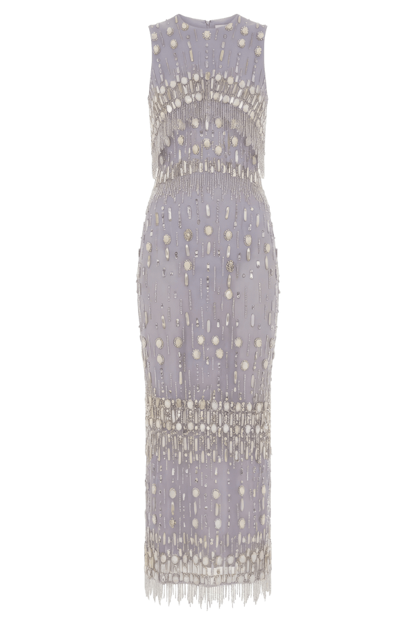Beaded Midi Dress - ALBOUSHIYA - district 5 - dubai - riyadh - abaya - dresses - designers - evening wear - luxury - elegance - craftsmanship - gowns - cocktail dresses - collections - georges