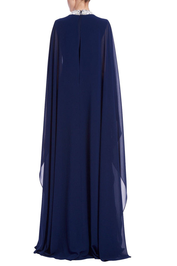 Beaded Yoke Georgette Caftan Gown - ALBOUSHIYA - district 5 - dubai - riyadh - abaya - dresses - designers - evening wear - luxury - elegance - craftsmanship - gowns - cocktail dresses - collections - georges