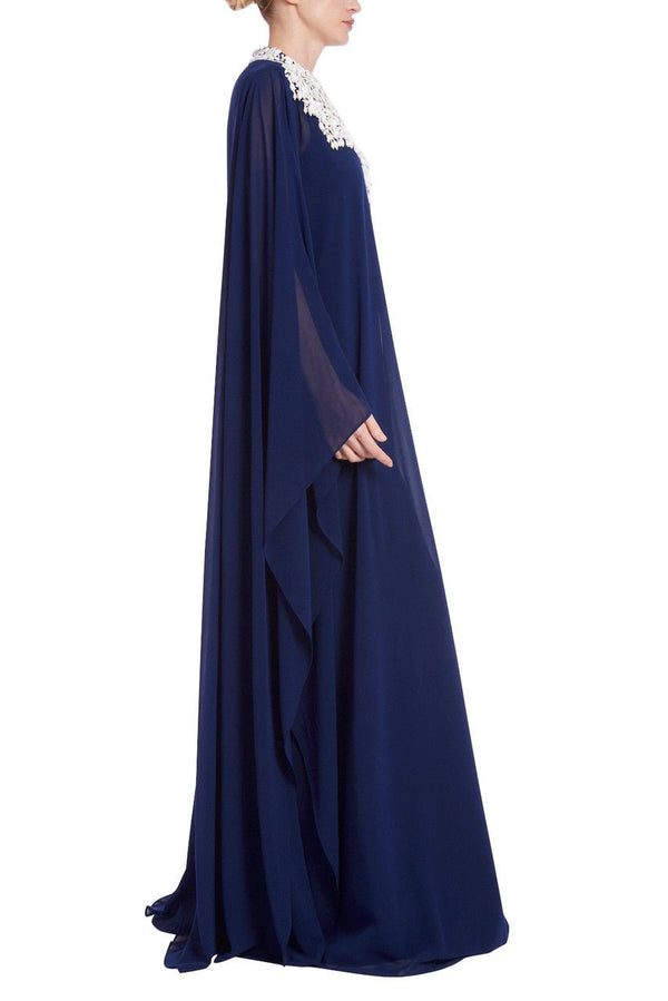 Beaded Yoke Georgette Caftan Gown - ALBOUSHIYA - district 5 - dubai - riyadh - abaya - dresses - designers - evening wear - luxury - elegance - craftsmanship - gowns - cocktail dresses - collections - georges