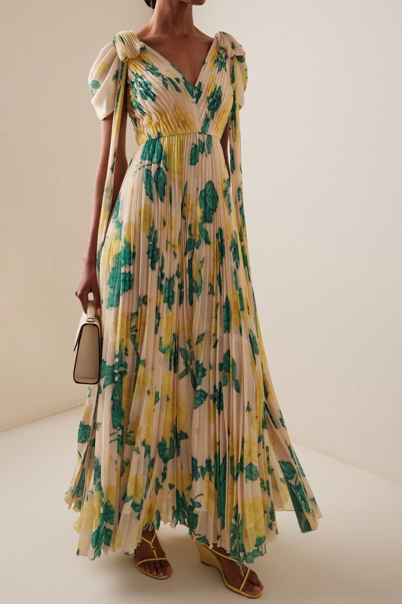 Beata Plisse Gown - ALBOUSHIYA - district 5 - dubai - riyadh - abaya - dresses - designers - evening wear - luxury - elegance - craftsmanship - gowns - cocktail dresses - collections - georges