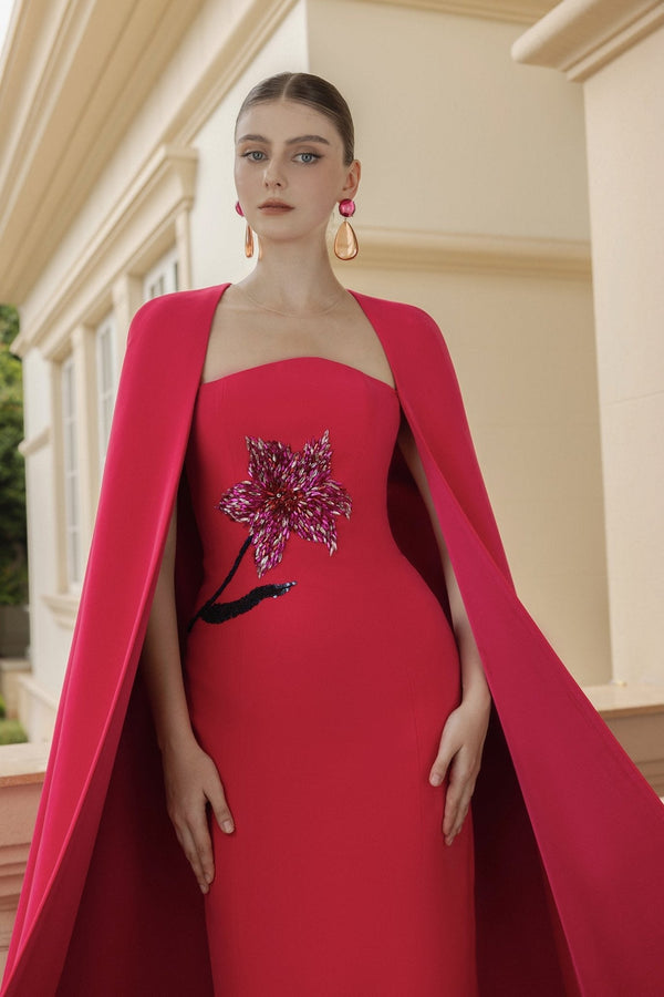 Beatrice Crepe Dress - ALBOUSHIYA - district 5 - dubai - riyadh - abaya - dresses - designers - evening wear - luxury - elegance - craftsmanship - gowns - cocktail dresses - collections - georges