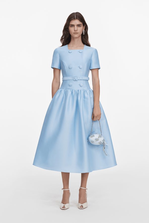 Belted Taffeta Midi Dress - ALBOUSHIYA - district 5 - dubai - riyadh - abaya - dresses - designers - evening wear - luxury - elegance - craftsmanship - gowns - cocktail dresses - collections - georges
