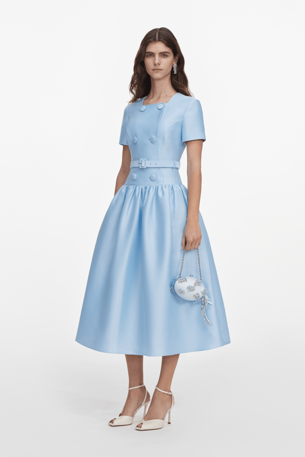 Belted Taffeta Midi Dress - ALBOUSHIYA - district 5 - dubai - riyadh - abaya - dresses - designers - evening wear - luxury - elegance - craftsmanship - gowns - cocktail dresses - collections - georges