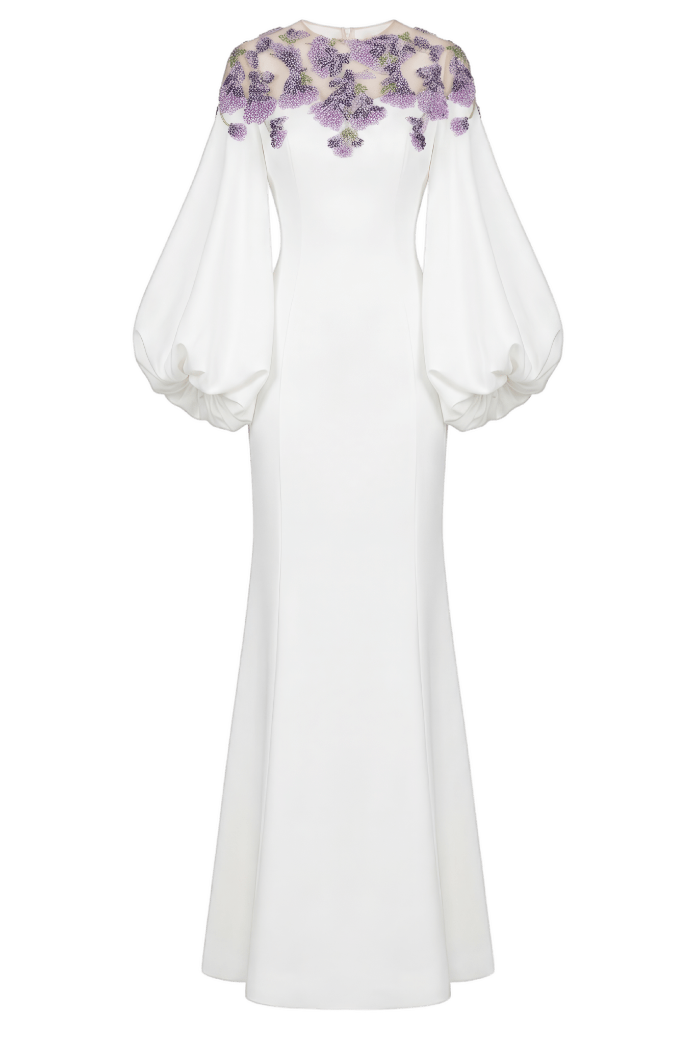 Bishop Sleeve Crepe Gown - ALBOUSHIYA - district 5 - dubai - riyadh - abaya - dresses - designers - evening wear - luxury - elegance - craftsmanship - gowns - cocktail dresses - collections - georges