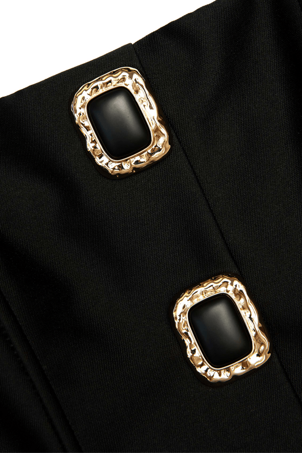 Black Taffeta Bandeau Midi Dress - ALBOUSHIYA - district 5 - dubai - riyadh - abaya - dresses - designers - evening wear - luxury - elegance - craftsmanship - gowns - cocktail dresses - collections - georges