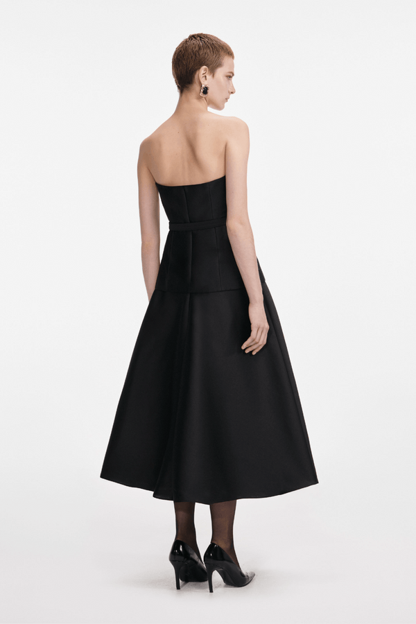 Black Taffeta Bandeau Midi Dress - ALBOUSHIYA - district 5 - dubai - riyadh - abaya - dresses - designers - evening wear - luxury - elegance - craftsmanship - gowns - cocktail dresses - collections - georges