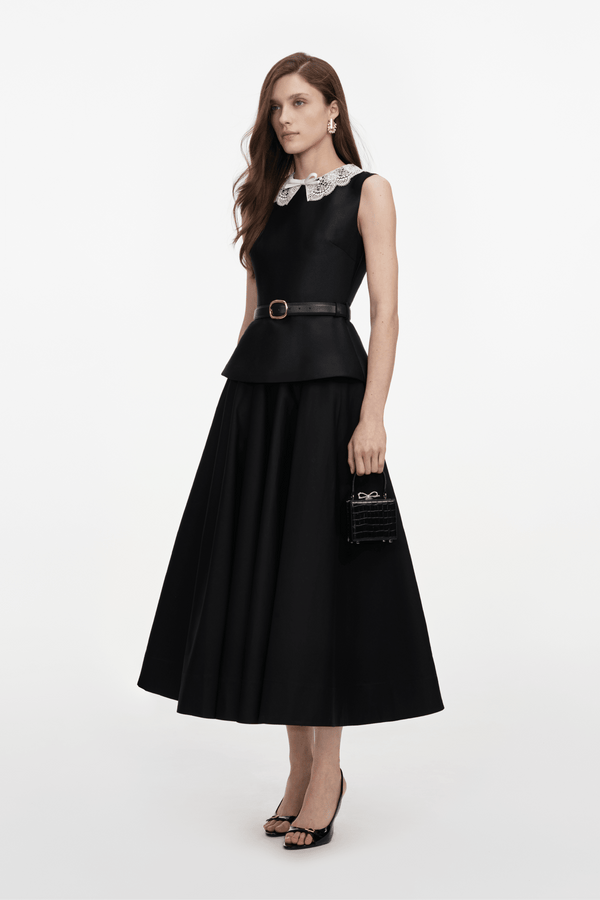 Black Taffeta Peplum Dress - ALBOUSHIYA - district 5 - dubai - riyadh - abaya - dresses - designers - evening wear - luxury - elegance - craftsmanship - gowns - cocktail dresses - collections - georges