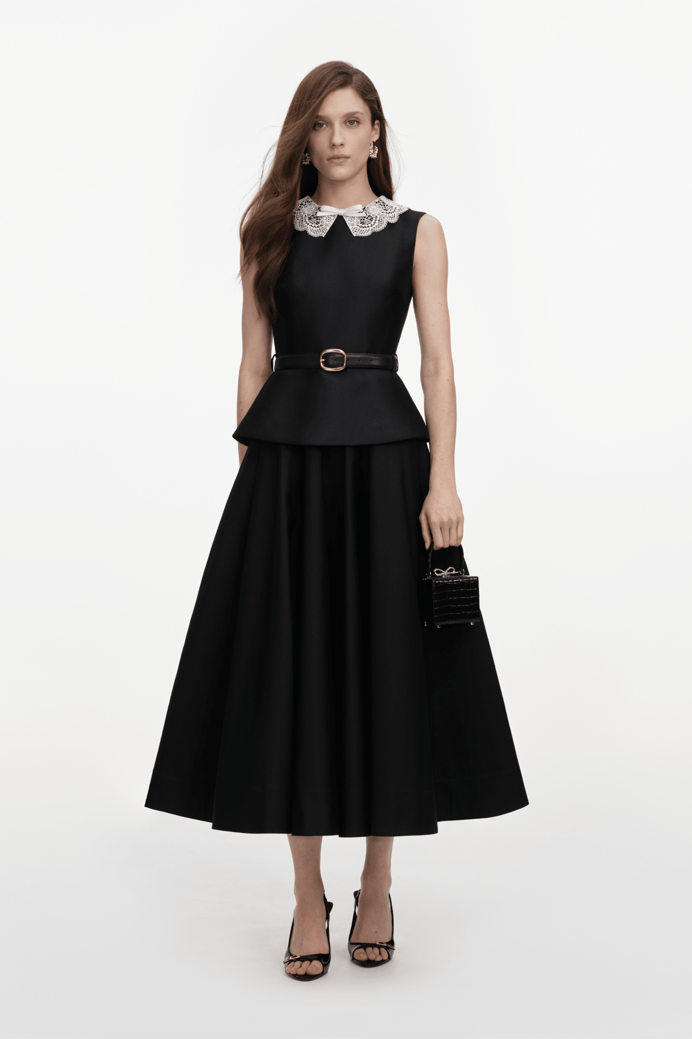 Black Taffeta Peplum Dress - ALBOUSHIYA - district 5 - dubai - riyadh - abaya - dresses - designers - evening wear - luxury - elegance - craftsmanship - gowns - cocktail dresses - collections - georges