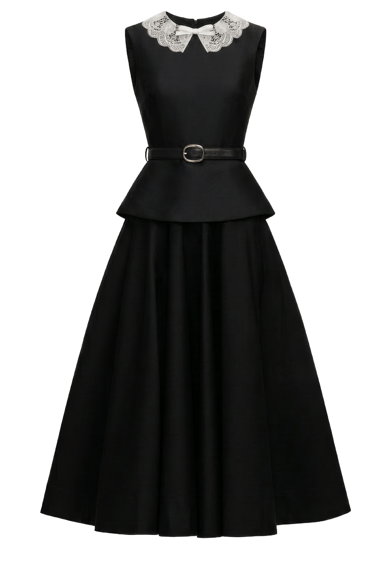Black Taffeta Peplum Dress - ALBOUSHIYA - district 5 - dubai - riyadh - abaya - dresses - designers - evening wear - luxury - elegance - craftsmanship - gowns - cocktail dresses - collections - georges