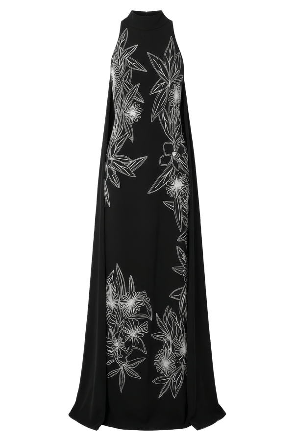Botanica Embroidered Column Gown - ALBOUSHIYA - district 5 - dubai - riyadh - abaya - dresses - designers - evening wear - luxury - elegance - craftsmanship - gowns - cocktail dresses - collections - georges