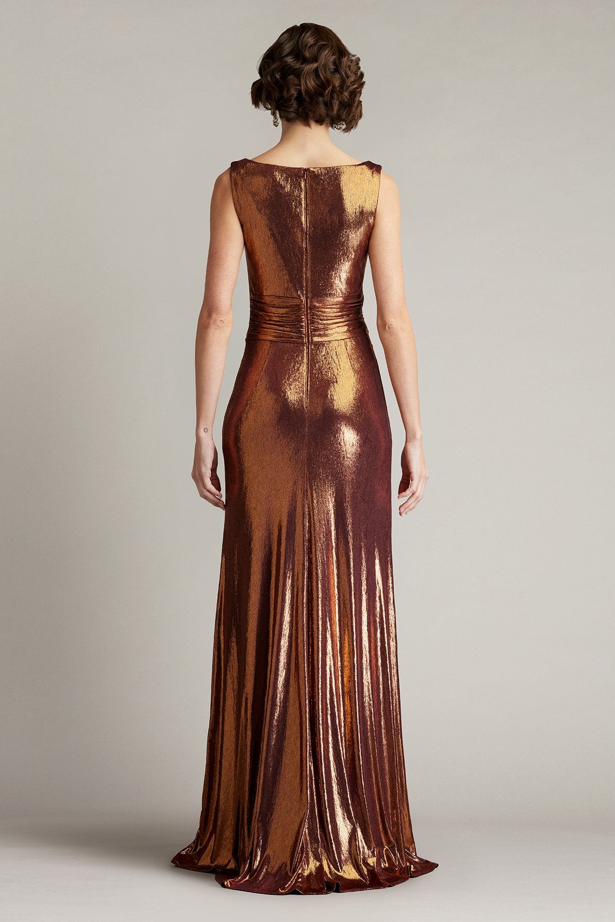 Vox Metallic Waterfall Drape Gown