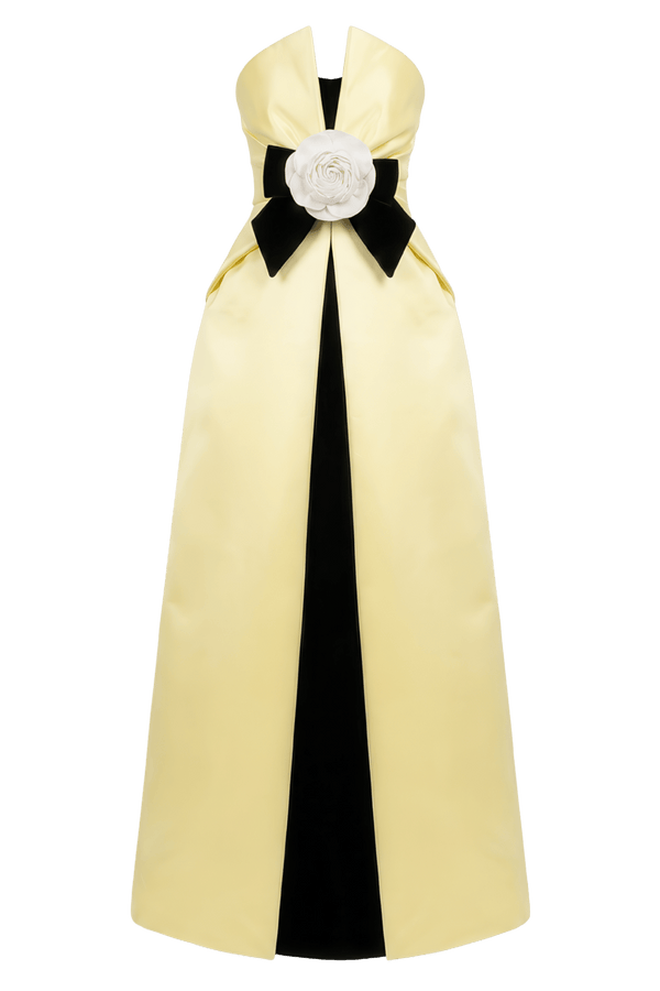 Camellia Bow Column Gown - ALBOUSHIYA - district 5 - dubai - riyadh - abaya - dresses - designers - evening wear - luxury - elegance - craftsmanship - gowns - cocktail dresses - collections - georges