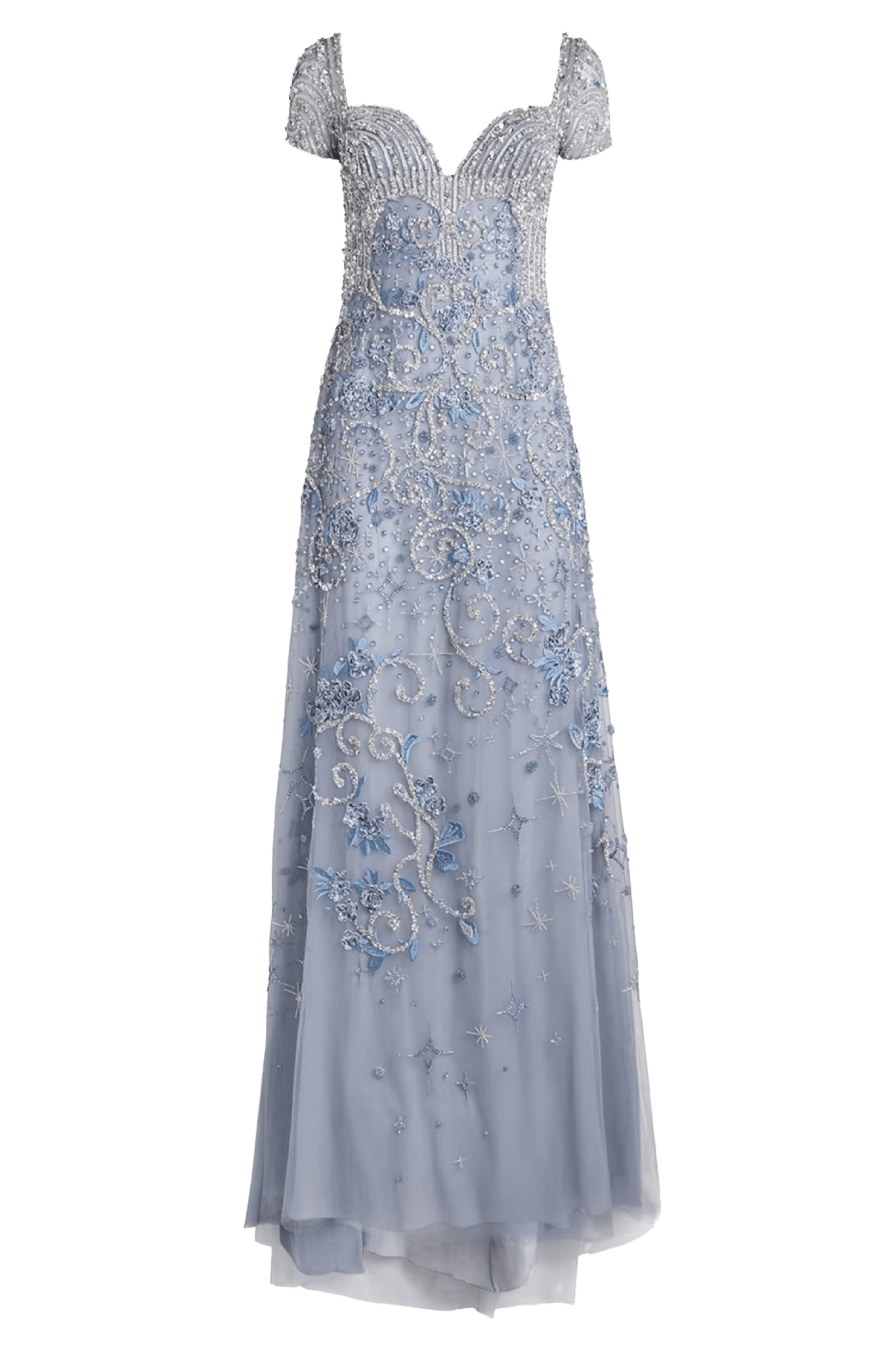Cap Sleeve Embroidered Long Dress - ALBOUSHIYA - district 5 - dubai - riyadh - abaya - dresses - designers - evening wear - luxury - elegance - craftsmanship - gowns - cocktail dresses - collections - georges
