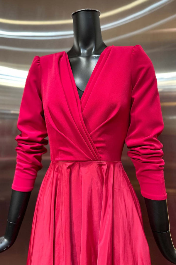 Carly Taffeta and Crepe Long Dress - ALBOUSHIYA - district 5 - dubai - riyadh - abaya - dresses - designers - evening wear - luxury - elegance - craftsmanship - gowns - cocktail dresses - collections - georges