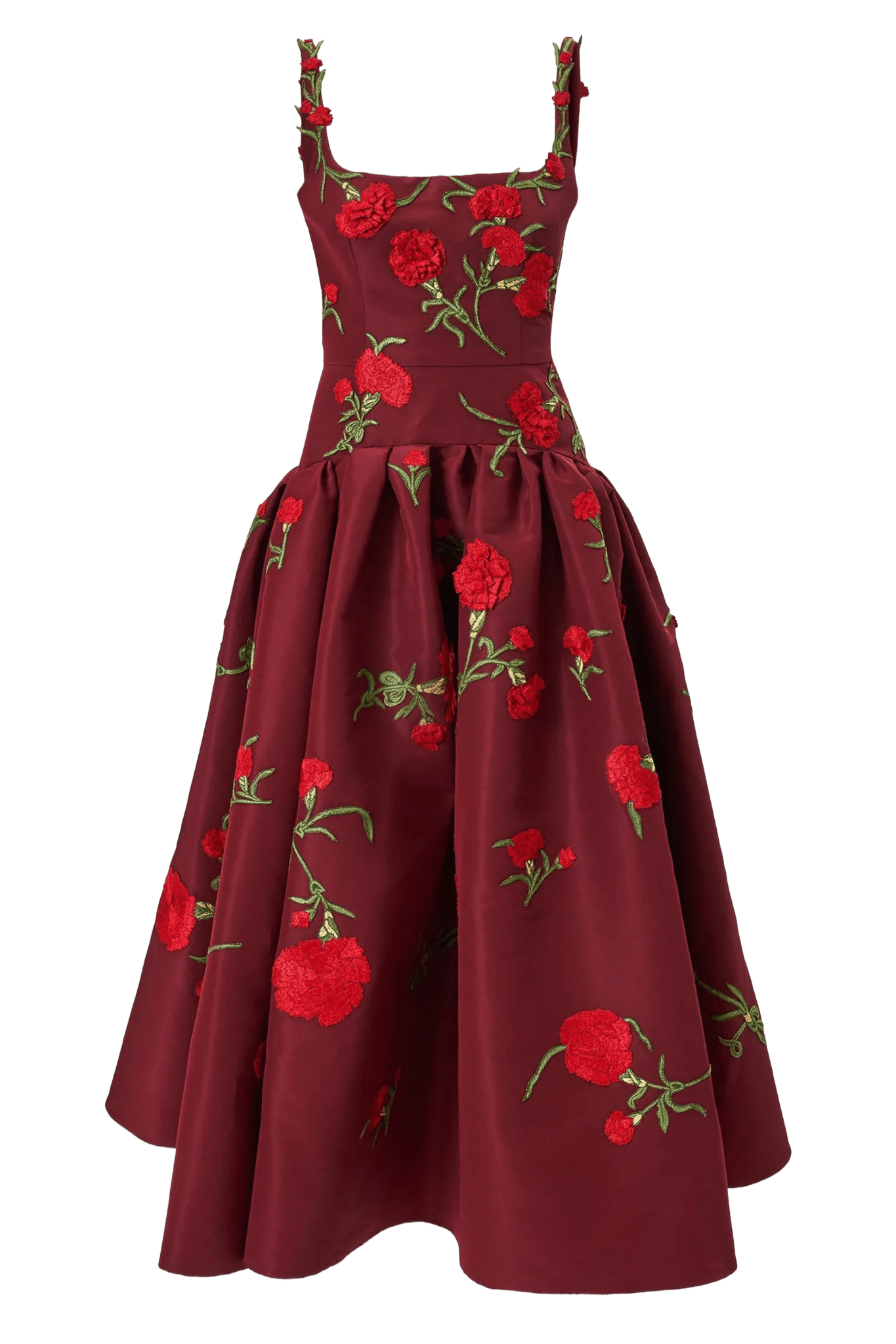 Carnation Embroidered Scoop Neck Dress - ALBOUSHIYA - district 5 - dubai - riyadh - abaya - dresses - designers - evening wear - luxury - elegance - craftsmanship - gowns - cocktail dresses - collections - georges