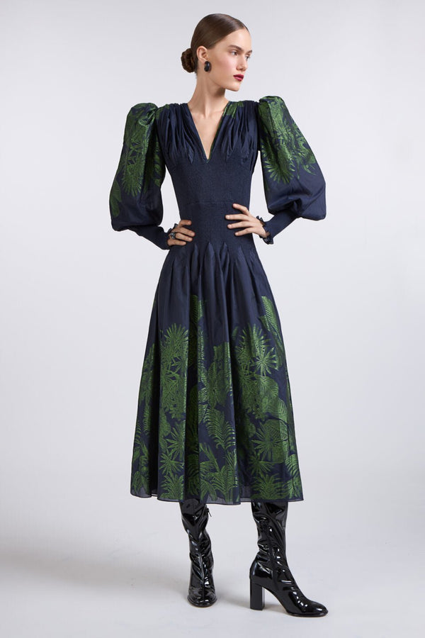 Carolina Jacquard Dress - ALBOUSHIYA - district 5 - dubai - riyadh - abaya - dresses - designers - evening wear - luxury - elegance - craftsmanship - gowns - cocktail dresses - collections - georges