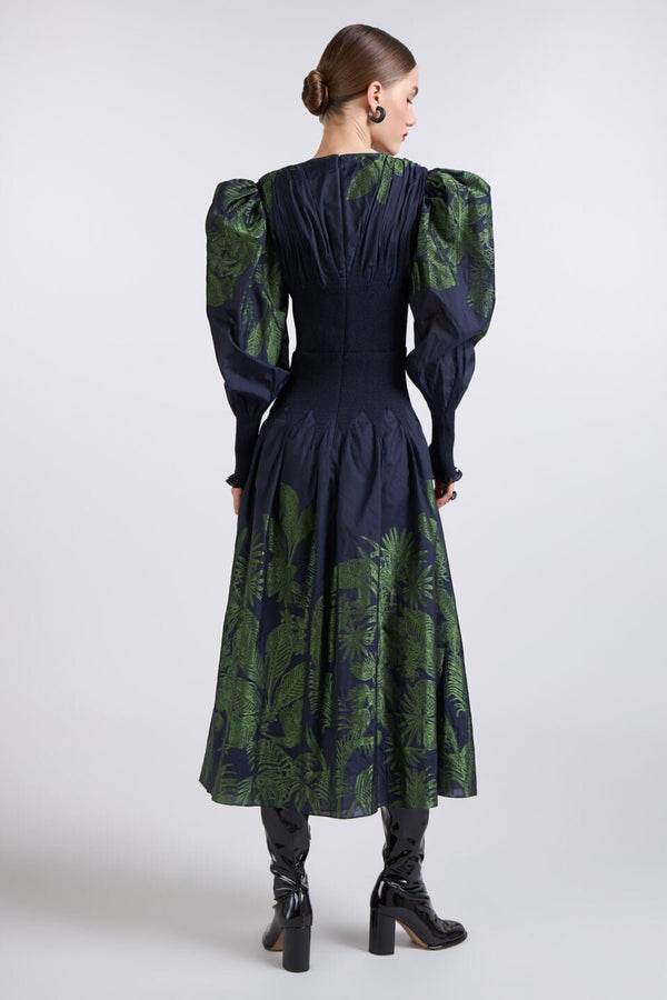 Carolina Jacquard Dress - ALBOUSHIYA - district 5 - dubai - riyadh - abaya - dresses - designers - evening wear - luxury - elegance - craftsmanship - gowns - cocktail dresses - collections - georges