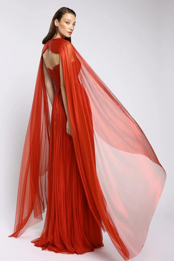 Carolina Silk Tulle Gown & Cape - ALBOUSHIYA - district 5 - dubai - riyadh - abaya - dresses - designers - evening wear - luxury - elegance - craftsmanship - gowns - cocktail dresses - collections - georges