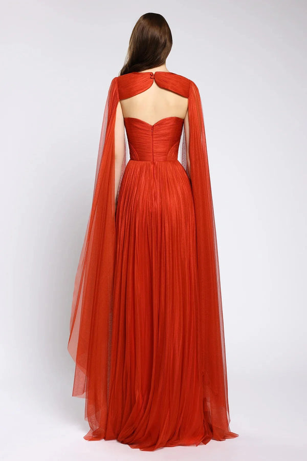 Carolina Silk Tulle Gown & Cape - ALBOUSHIYA - district 5 - dubai - riyadh - abaya - dresses - designers - evening wear - luxury - elegance - craftsmanship - gowns - cocktail dresses - collections - georges